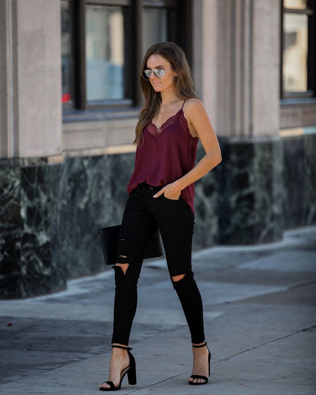 Delicate Balance Lace Cami Tank - Wine sold by Vici product image thumbnail 8
