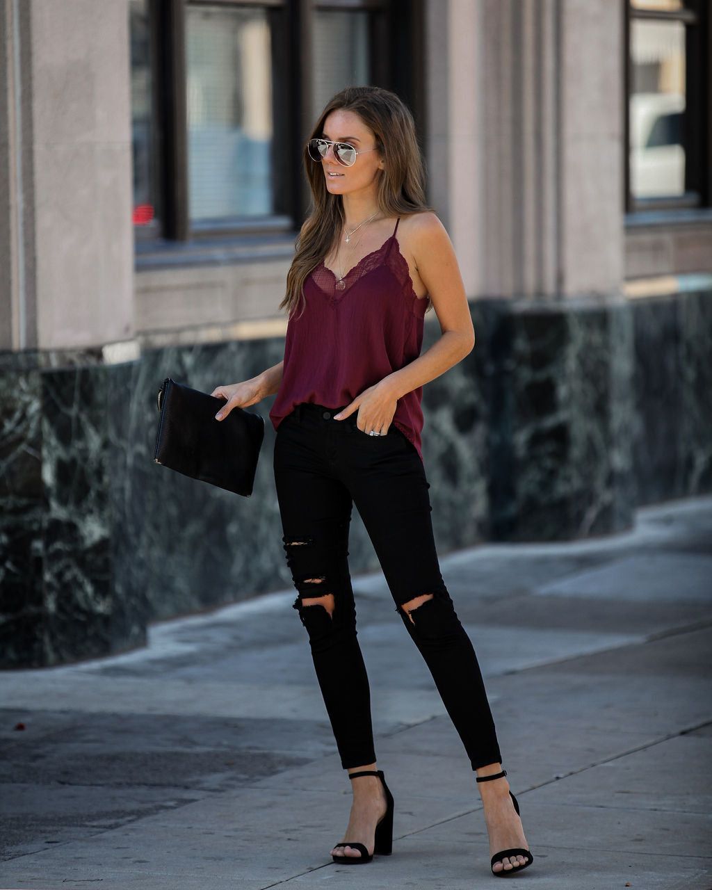 Delicate Balance Lace Cami Tank - Wine sold by Vici product image thumbnail 9