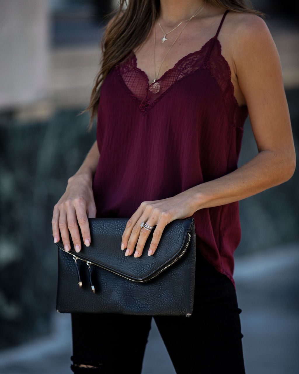 Delicate Balance Lace Cami Tank - Wine sold by Vici product image thumbnail 6