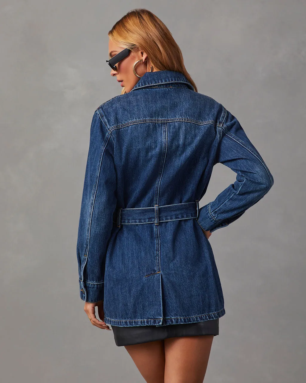 Cool Demeanor Tie Waist Denim Jacket sold by Vici product image thumbnail 4