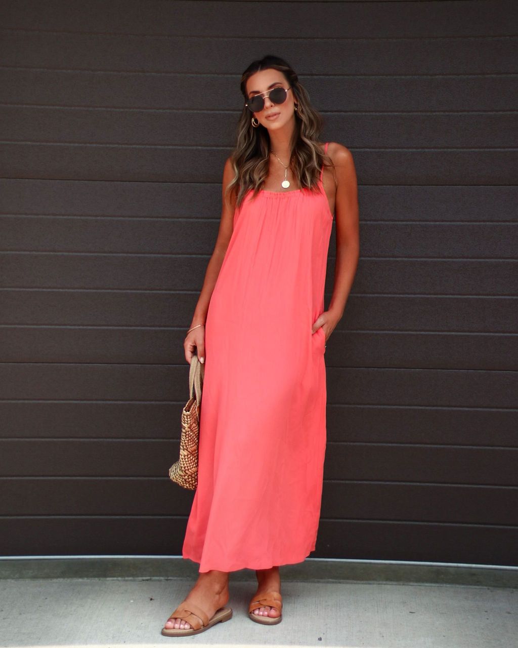 Gardenia Pocketed Maxi Dress - Coral - FINAL SALE sold by Vici product image thumbnail 5