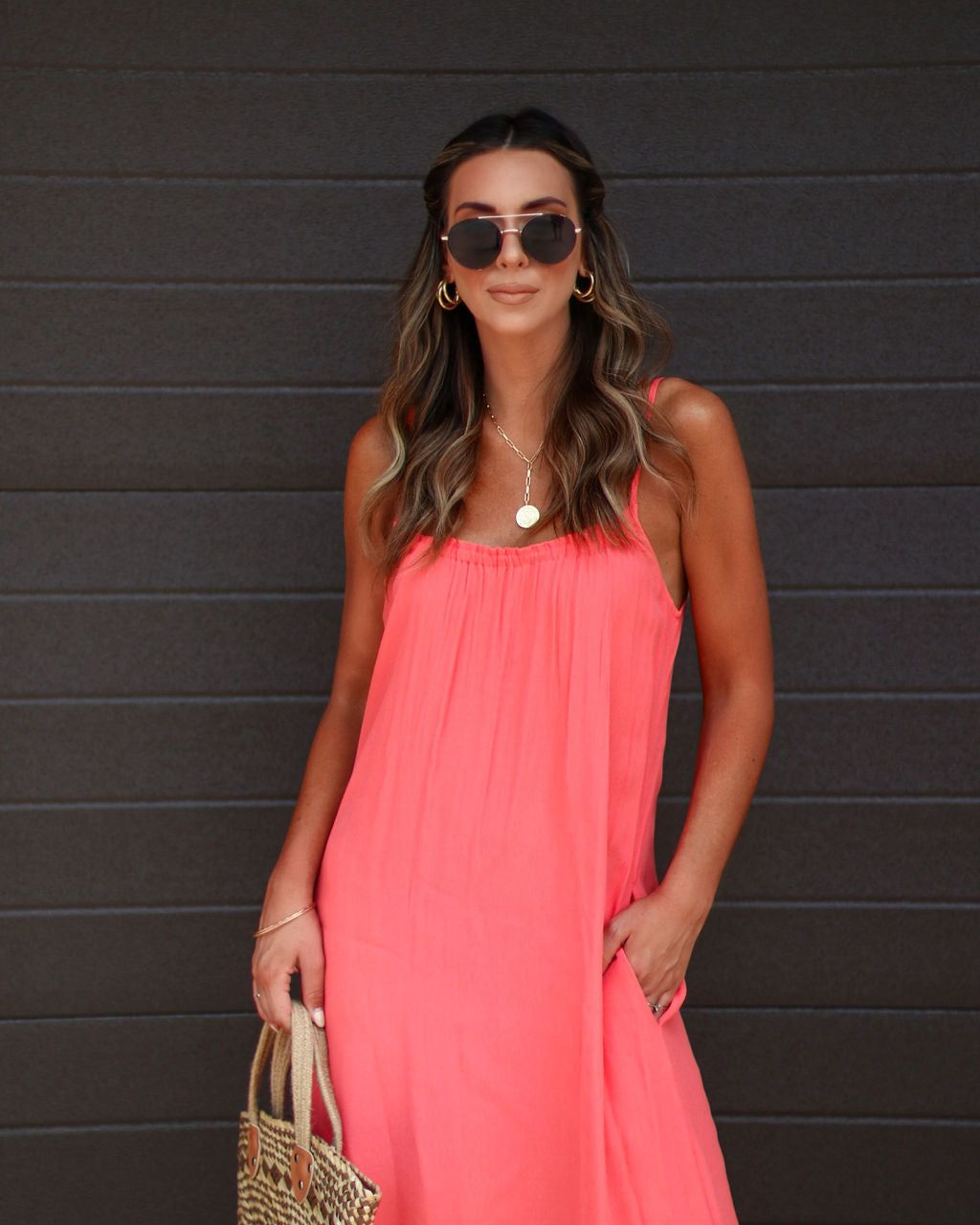 Gardenia Pocketed Maxi Dress - Coral - FINAL SALE sold by Vici product image thumbnail 3