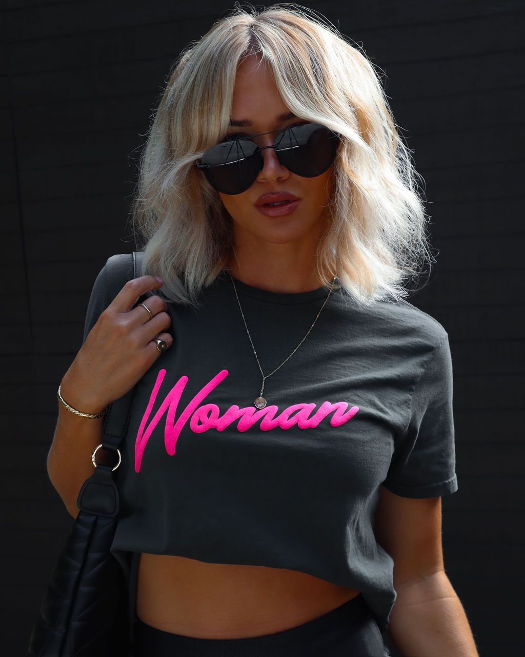 Woman Neon Vintage Graphic Tee - Charcoal sold by Vici product image thumbnail 4
