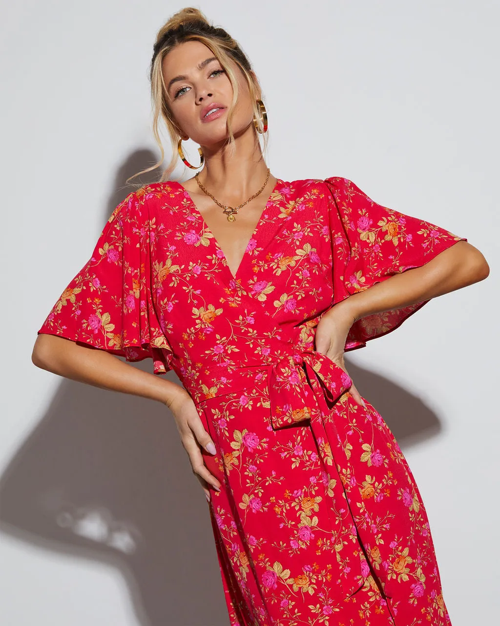 Spring Celebrations Floral Wrap Maxi Dress sold by Vici product image thumbnail 3