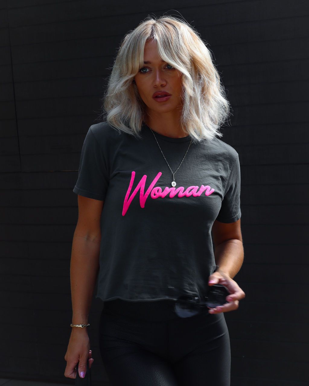 Woman Neon Vintage Graphic Tee - Charcoal sold by Vici