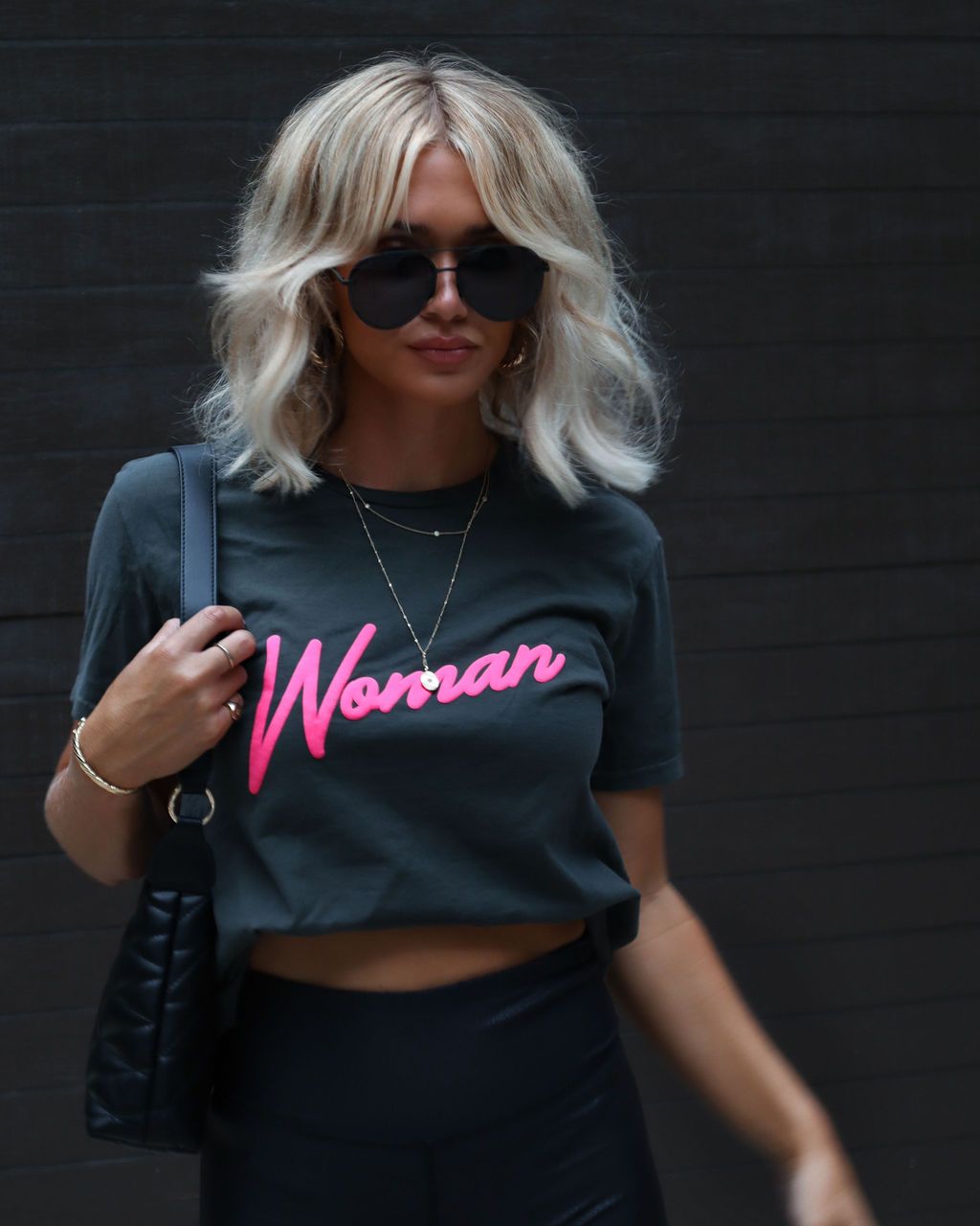 Woman Neon Vintage Graphic Tee - Charcoal sold by Vici product image thumbnail 3