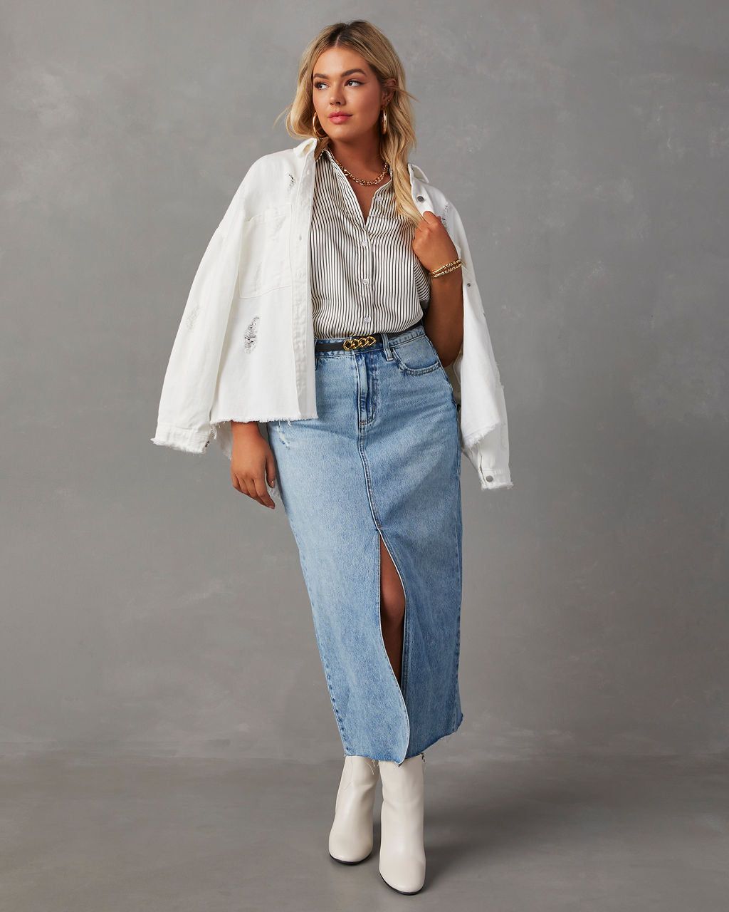 Lavigne Denim Midi Skirt - Light Wash sold by Vici product image thumbnail 3