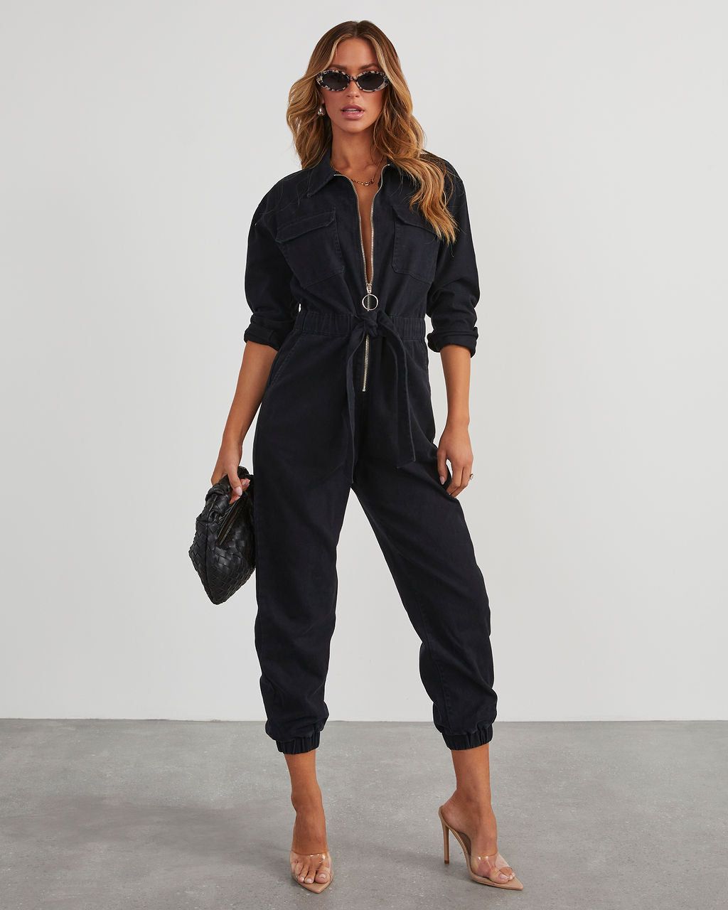 Rinko Tie Waist Jumpsuit - Black sold by Vici product image thumbnail 6