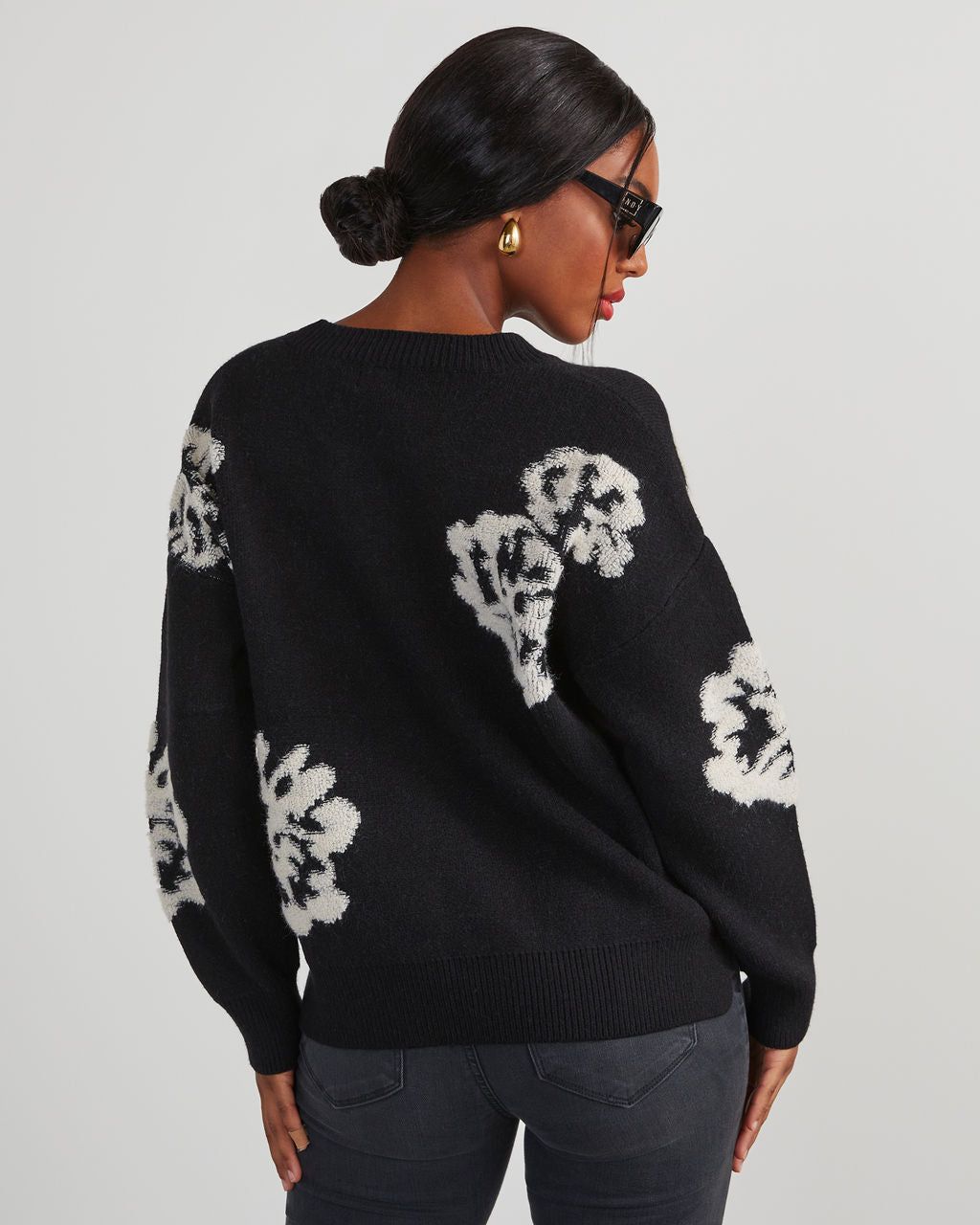 Copeland Floral Contrast Pullover Sweater - Black sold by Vici product image thumbnail 4