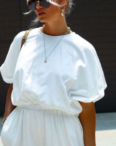 Resita Bubble Hem Pocketed Romper - White - FINAL SALE sold by Vici