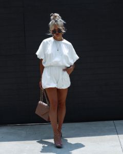 Resita Bubble Hem Pocketed Romper - White - FINAL SALE sold by Vici