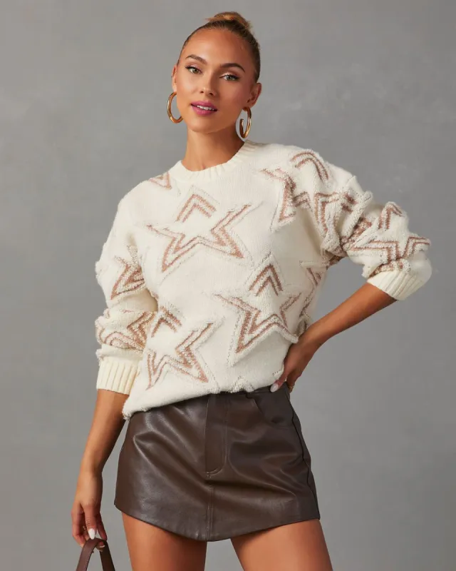 Celestial Chic Star Embossed Sweater - Cream made by Vici