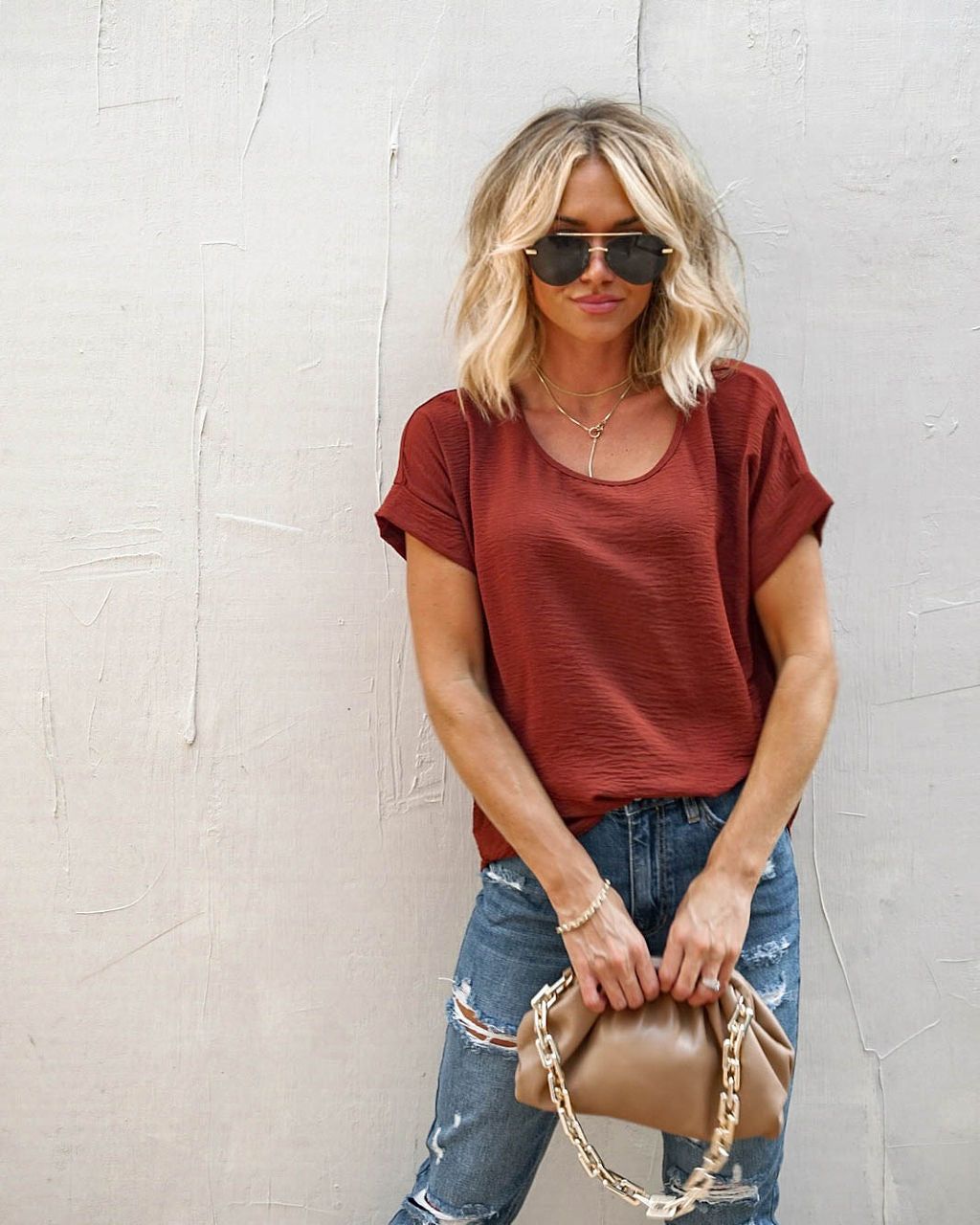 Marlin Short Sleeve Blouse - Chocolate - FINAL SALE sold by Vici product image thumbnail 4