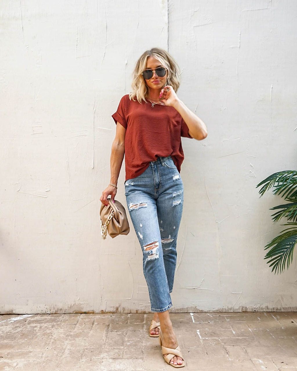 Marlin Short Sleeve Blouse - Chocolate - FINAL SALE sold by Vici product image thumbnail 3