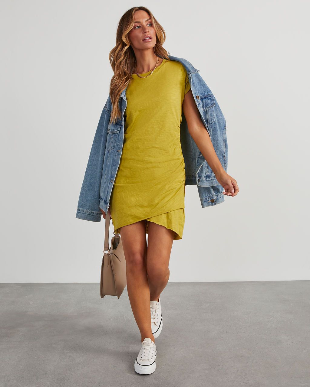 Jessi Ruched T-Shirt Mini Dress sold by Vici product image thumbnail 2