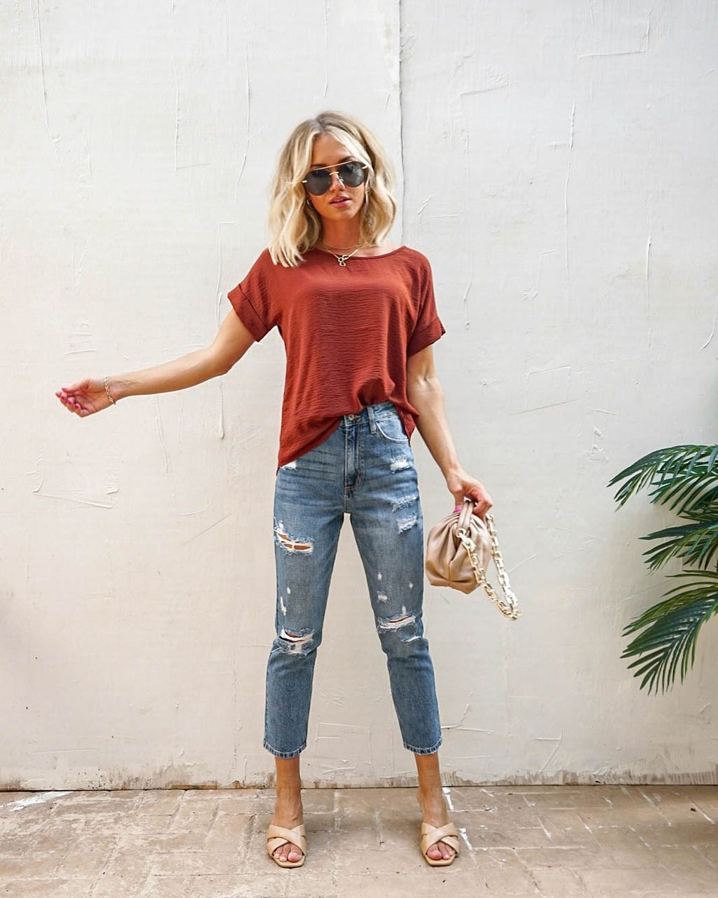 Marlin Short Sleeve Blouse - Chocolate - FINAL SALE sold by Vici