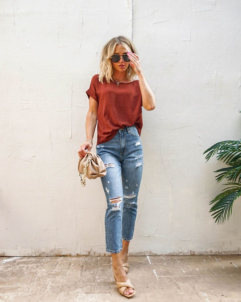 Marlin Short Sleeve Blouse - Chocolate - FINAL SALE sold by Vici product image thumbnail 5