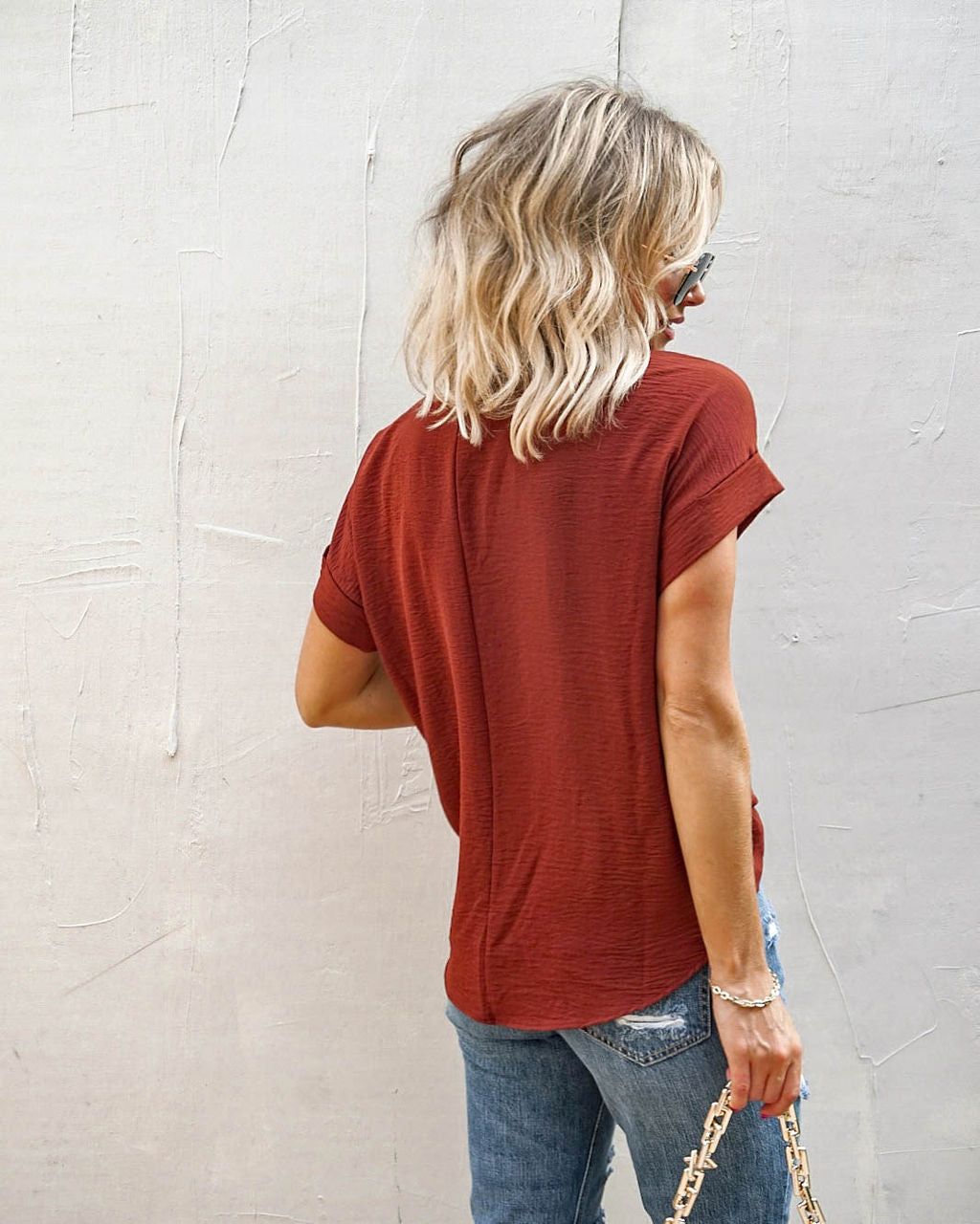 Marlin Short Sleeve Blouse - Chocolate - FINAL SALE sold by Vici product image thumbnail 2