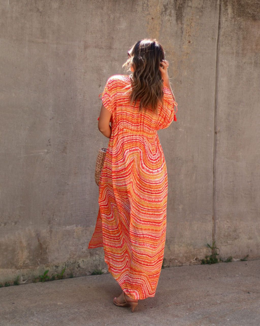 Sedona Sunset Tie Waist Maxi Dress - Orange - FINAL SALE sold by Vici product image thumbnail 2
