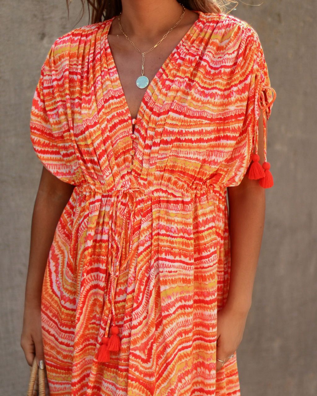 Sedona Sunset Tie Waist Maxi Dress - Orange - FINAL SALE sold by Vici product image thumbnail 3