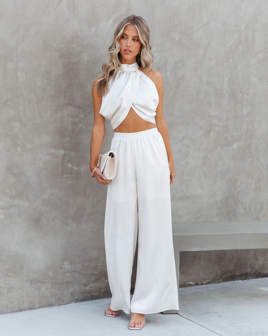 Elegant And Graceful Satin High Waisted Wide Leg Pants sold by Vici