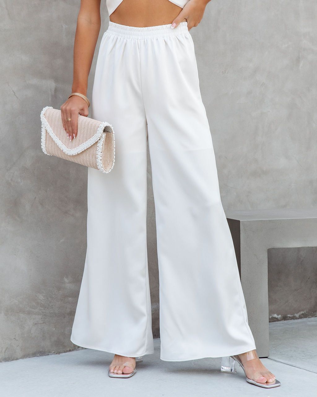 Elegant And Graceful Satin High Waisted Wide Leg Pants sold by Vici product image thumbnail 2
