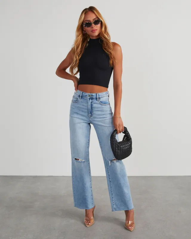 VICI Icon High Rise Straight Jeans sold by Vici