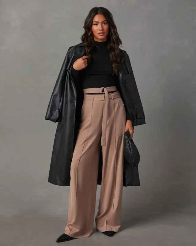 Juliana Double Belted Trouser Pants - Taupe sold by Vici