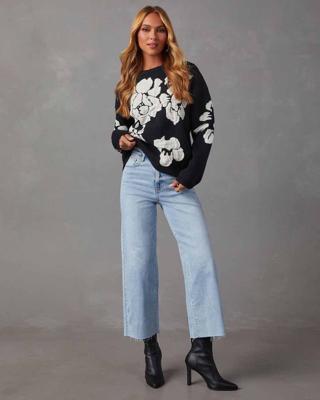 Chic Bouquet Floral Pullover Sweater - Black sold by Vici product image thumbnail 2
