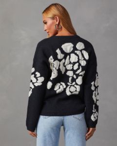 Chic Bouquet Floral Pullover Sweater - Black sold by Vici