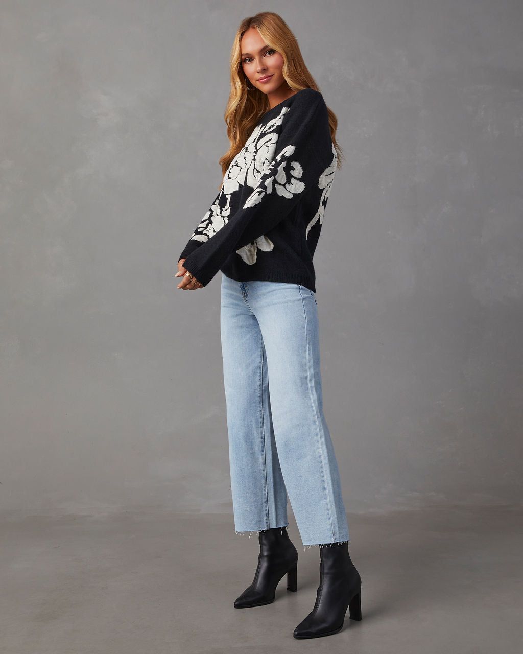 Chic Bouquet Floral Pullover Sweater - Black sold by Vici product image thumbnail 3