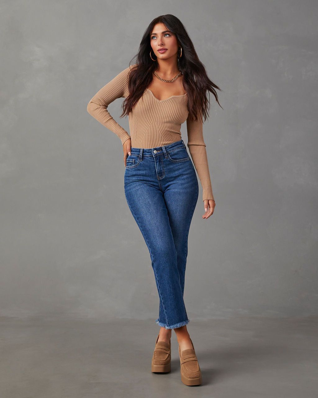 Raley High Rise Straight Leg Jeans - Medium Wash sold by Vici product image thumbnail 5