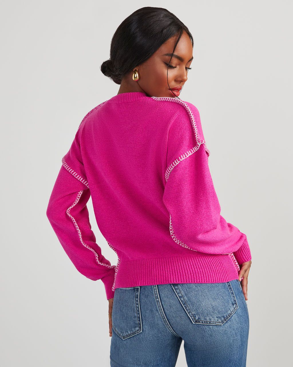 Here For It Knit Pullover Sweater - Fuchsia sold by Vici product image thumbnail 4