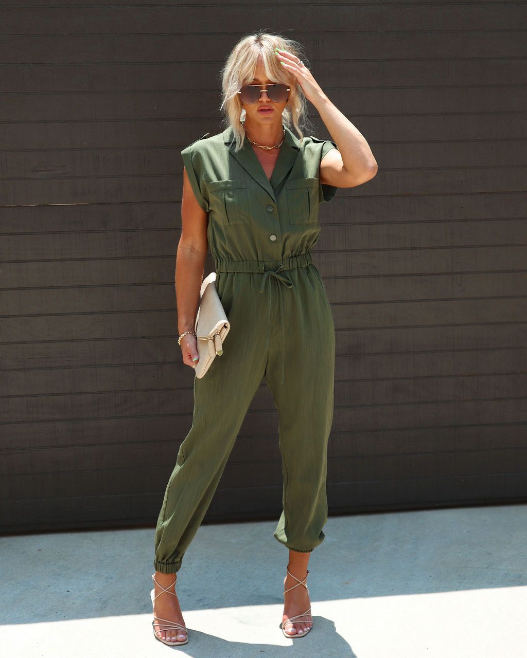 Dalena Short Sleeve Tie Waist Jumpsuit sold by Vici