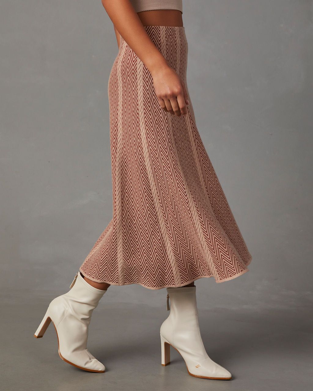Beacon Striped Knit Midi Skirt - Brown sold by Vici product image thumbnail 3