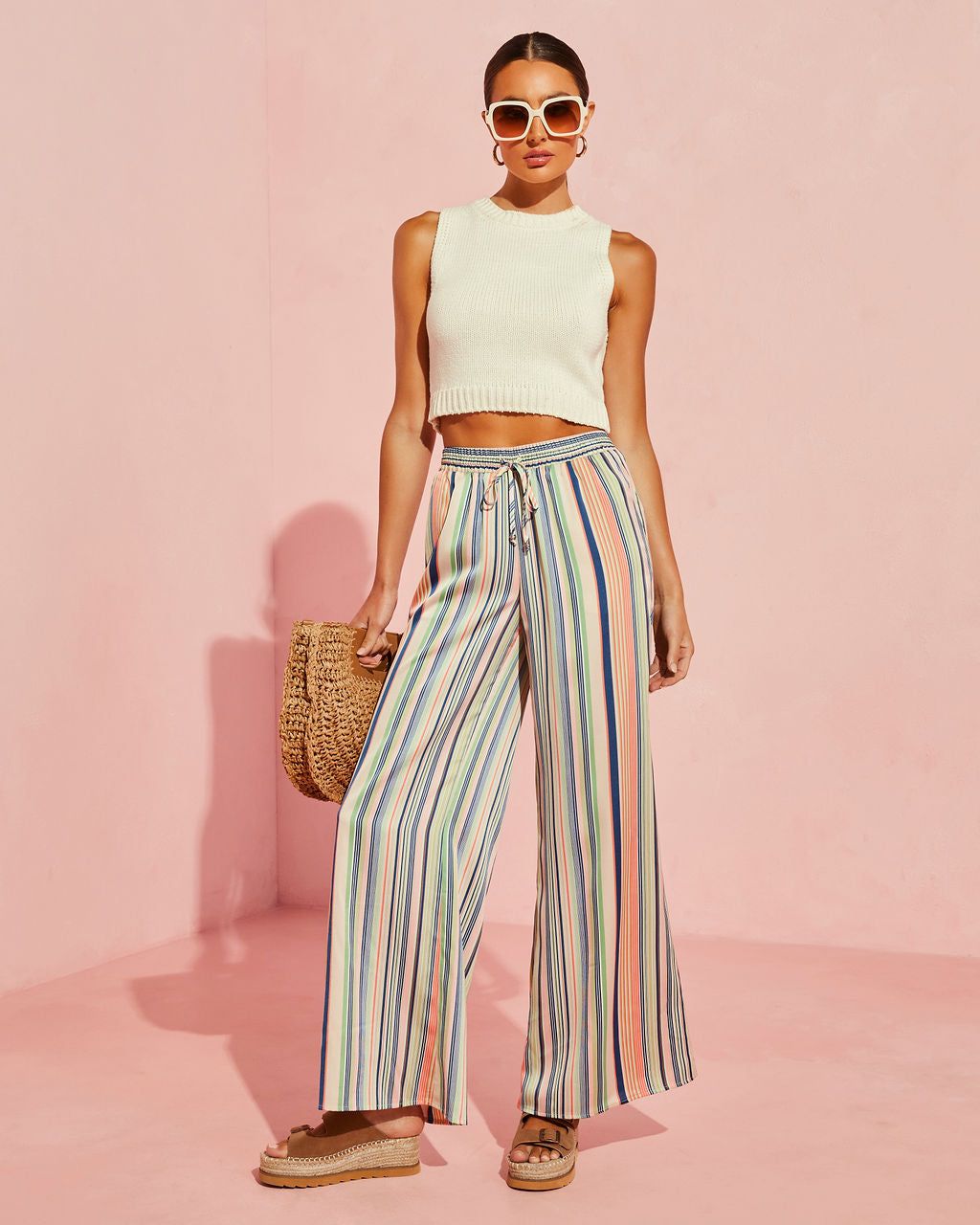 Morgin Striped Drawstring Wide Leg Pants sold by Vici product image thumbnail 5
