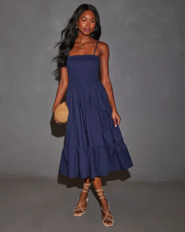 Fawn Smocked A-Line Midi Dress sold by Vici