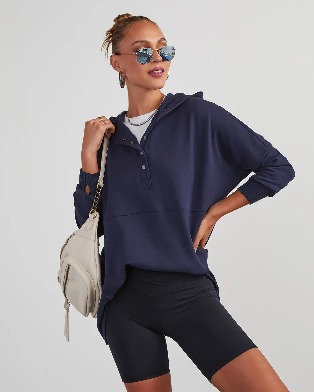 Mindful Cotton Pocketed Henley Hoodie sold by Vici product image thumbnail 5