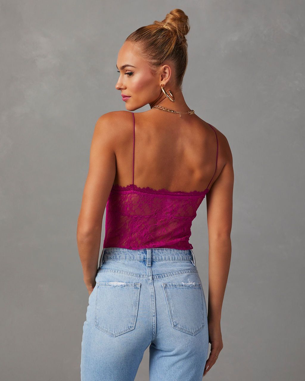 Late Night Lace Bodysuit - Fuchsia sold by Vici product image thumbnail 4