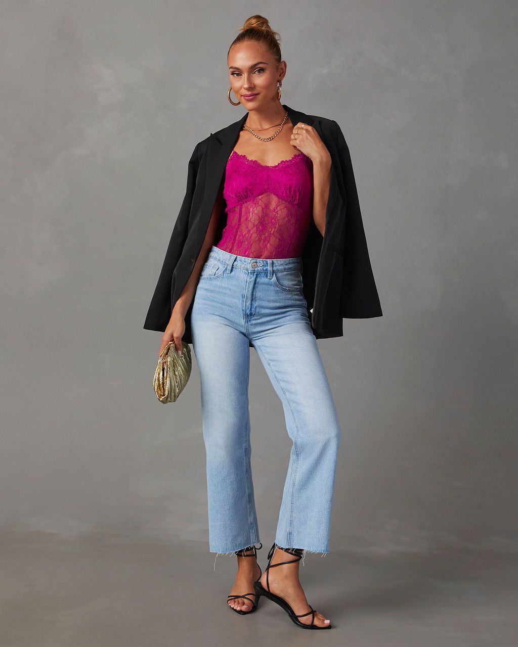 Late Night Lace Bodysuit - Fuchsia sold by Vici product image thumbnail 2