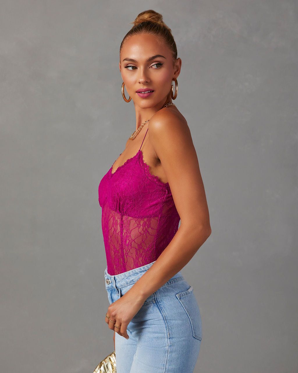 Late Night Lace Bodysuit - Fuchsia sold by Vici product image thumbnail 3