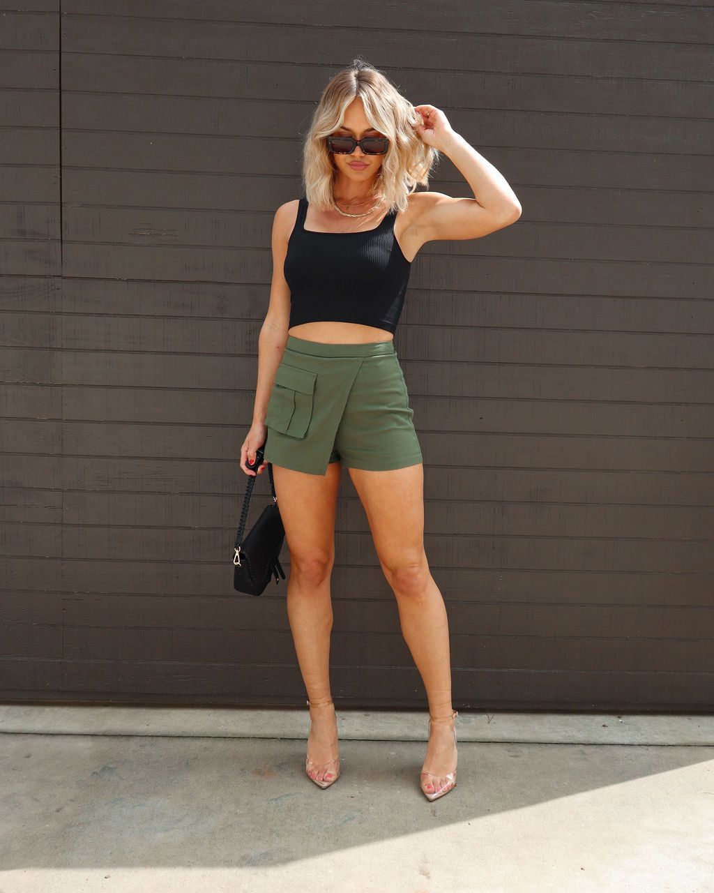 Camilla Linen Cargo Skort - Olive - FINAL SALE sold by Vici product image thumbnail 7