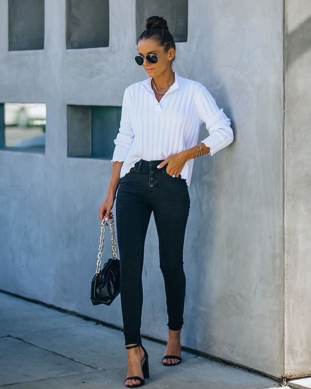 Slim High Rise Button Front Skinny sold by Vici product image thumbnail 3