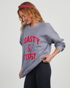 Toasty & Tipsy Oversized Graphic Sweatshirt sold by Vici