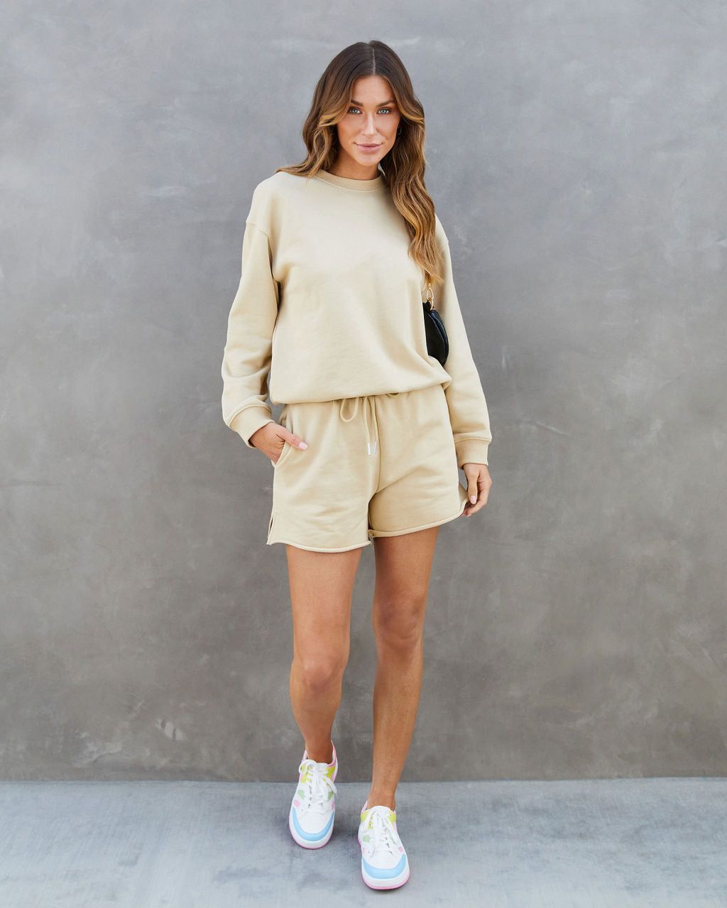 Carly Cotton Pocketed Drawstring Shorts - Taupe - FINAL SALE sold by Vici product image thumbnail 7