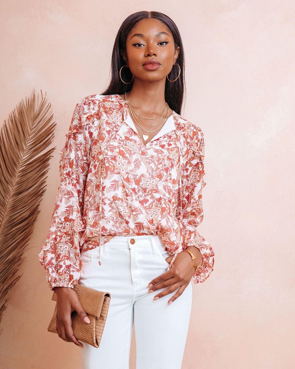 Luciana Floral Ruffle Top - FINAL SALE sold by Vici