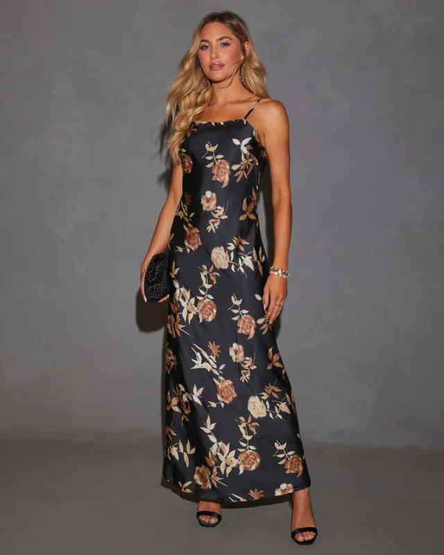 Willow Whisper Floral Satin Slip Dress sold by Vici