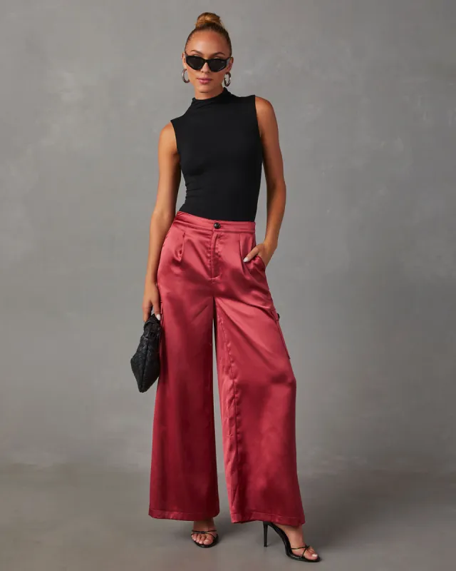 Marena Satin Wide Leg Cargo Pants sold by Vici