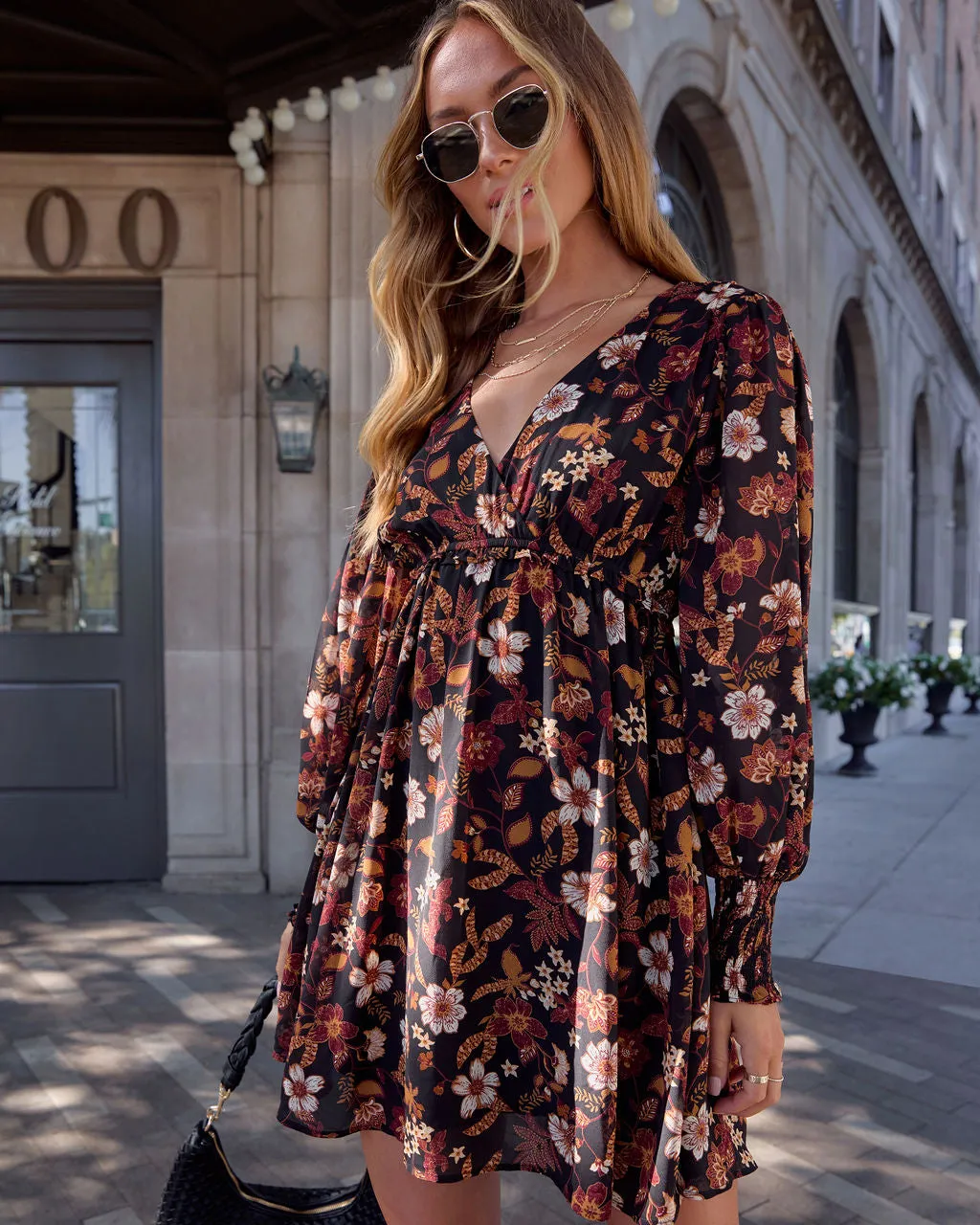 Hallie Floral Balloon Sleeve Mini Dress sold by Vici product image thumbnail 3