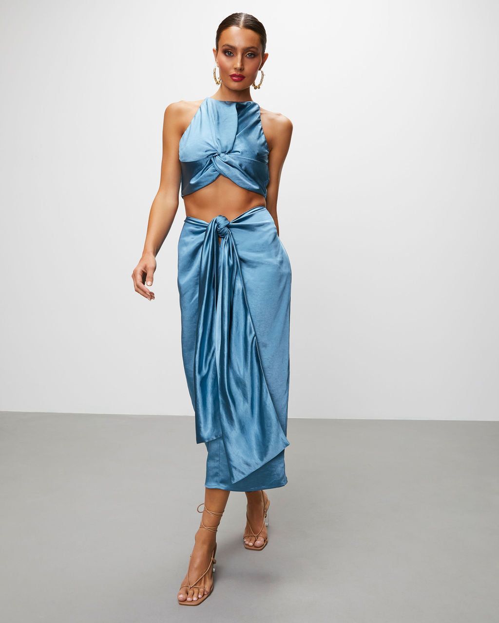Elenora Satin Front Twist Crop Tank - Blue - FINAL SALE sold by Vici product image thumbnail 7